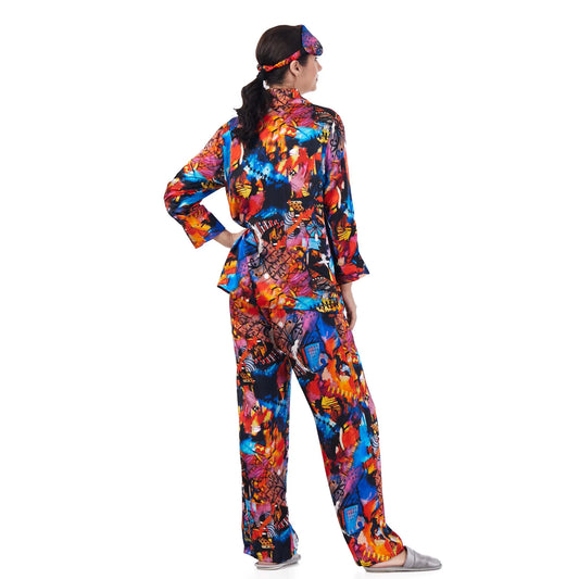 İpek Gömlek Pantolon-Pijama Takımı | Abstract Desen 6 | Nomads Felt