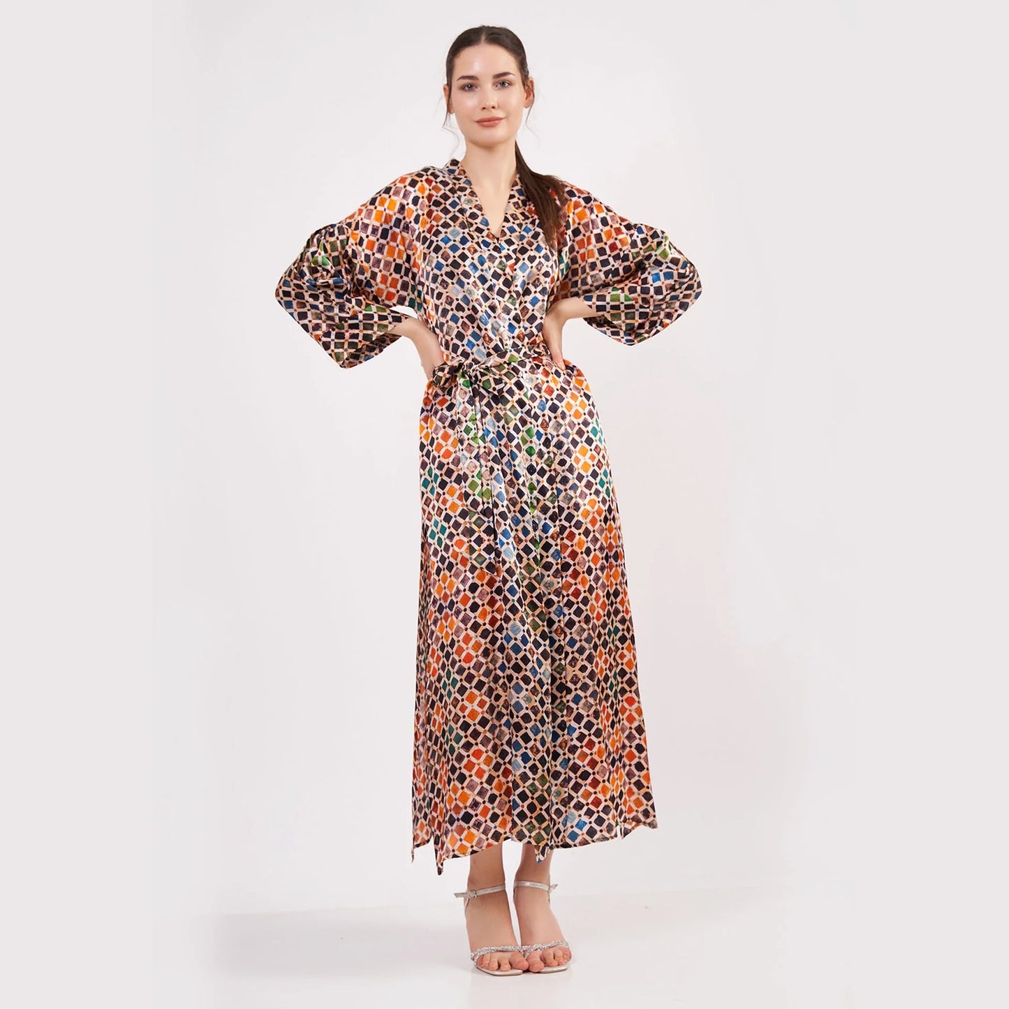 %100 İpek Uzun Kimono Kaftan | Elhamra 15 | Nomads Felt