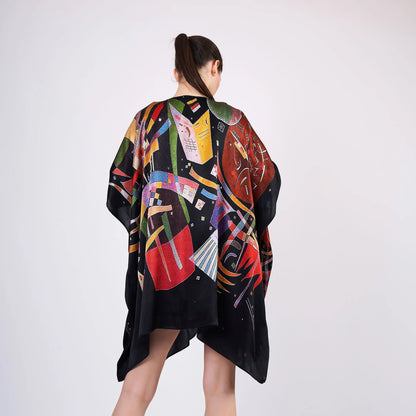 %100 İpek Kısa Kimono Pareo | Kandinsky Composition X | Nomads Felt