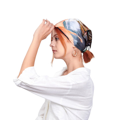 %100 İpek Bandana Fular | Flamingo Desen | Nomads Felt