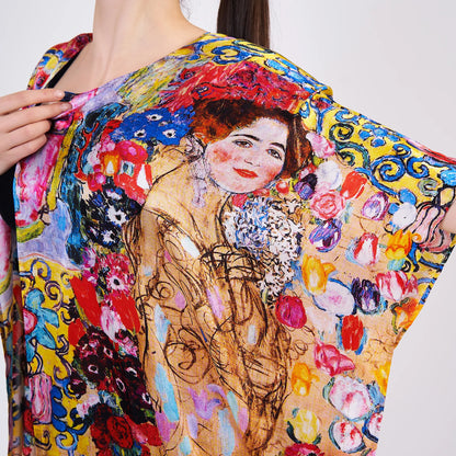 %100 İpek Kısa Kimono Pareo | Gustav Klimt Maria Munk | Nomads Felt