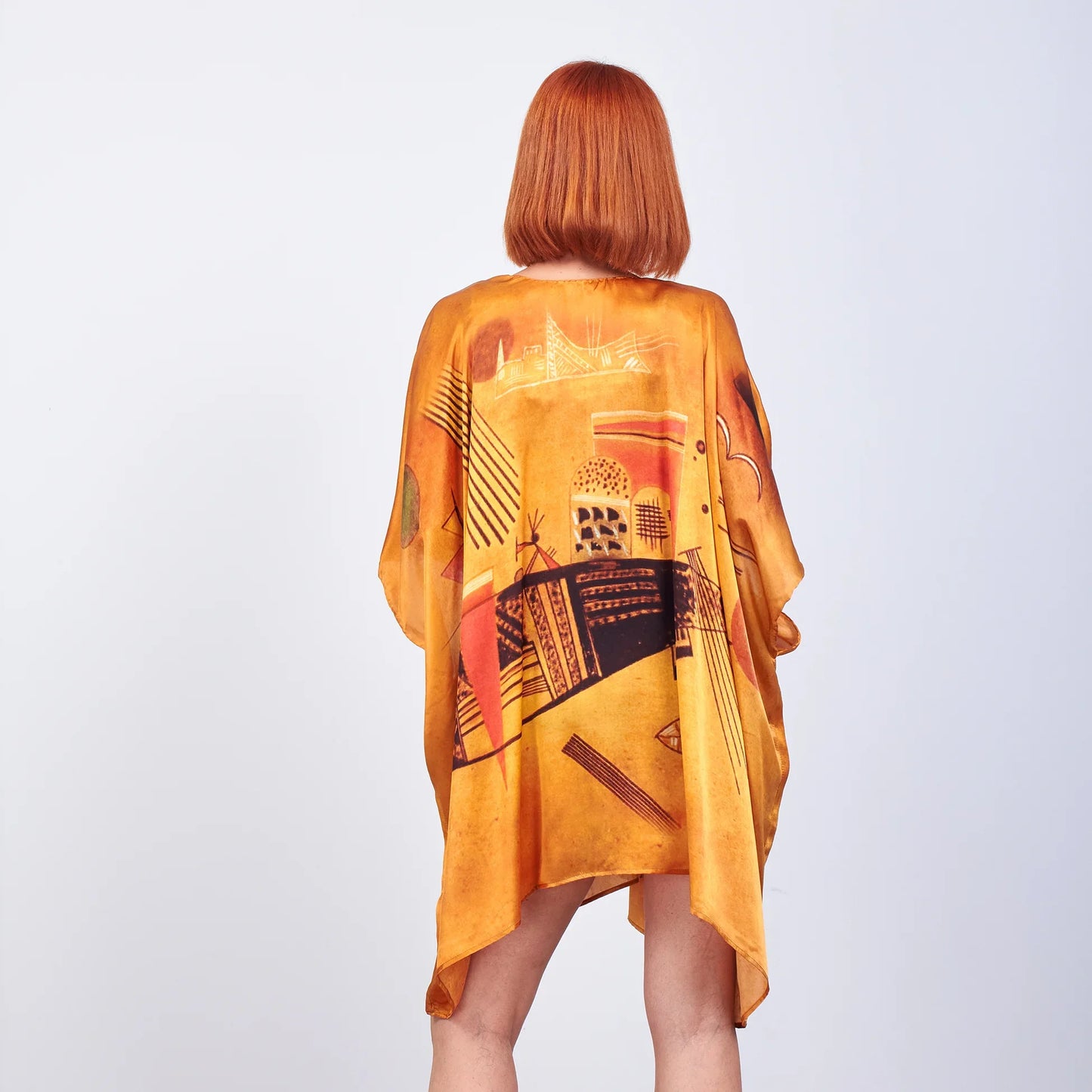 %100 İpek Kısa Kimono Pareo | Gold | Nomads Felt
