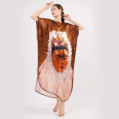 Frida Kahlo 5 Desenli İpek Elbise