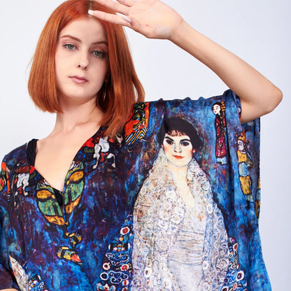 İpek Kısa Kimono Pareo | Gustav Klimt Barones Elisabeth | Nomads Felt