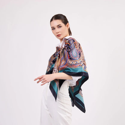 Saf İpek Şal | 140 cm | Etro Desen 6 | Nomads Felt