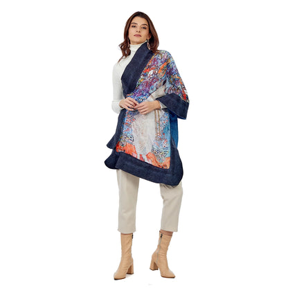 İpek Keçe Şal | Lacivert-Mavi Gustav Klimt Barones Elisabeth | Nomads Felt