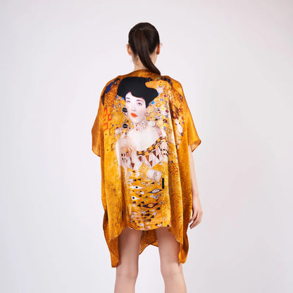 %100 İpek Kısa Kimono Pareo | Gustav Klimt Adele Bloch Bauer | Nomads Felt