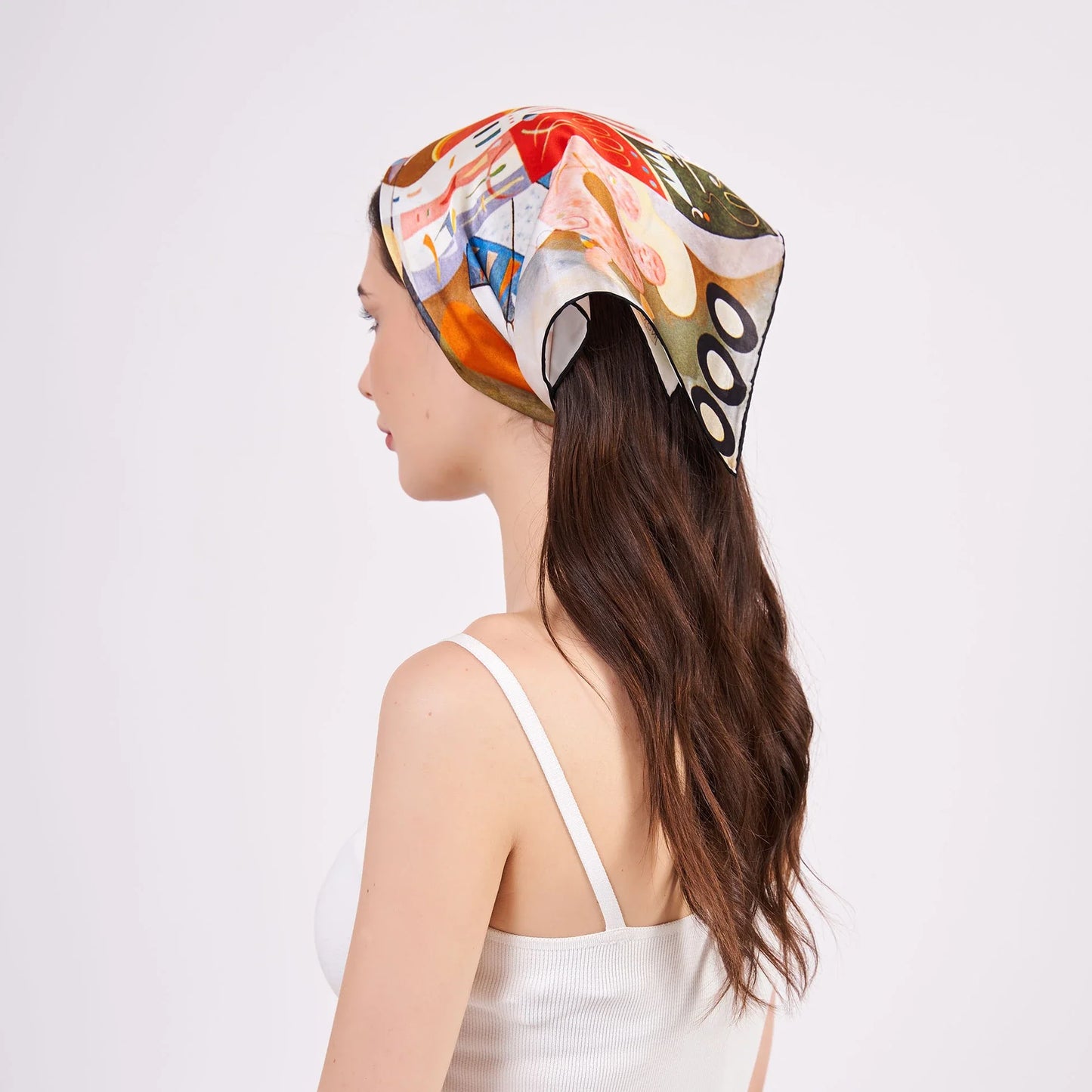 Saf İpek Bandana Fular | Kandinsky Dominant Curve | Nomads Felt