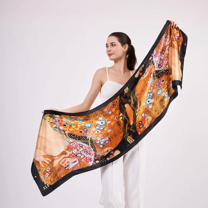 Saf İpek Fular | 55x180 cm | Gustav Klimt Water Serpents | Nomads Felt