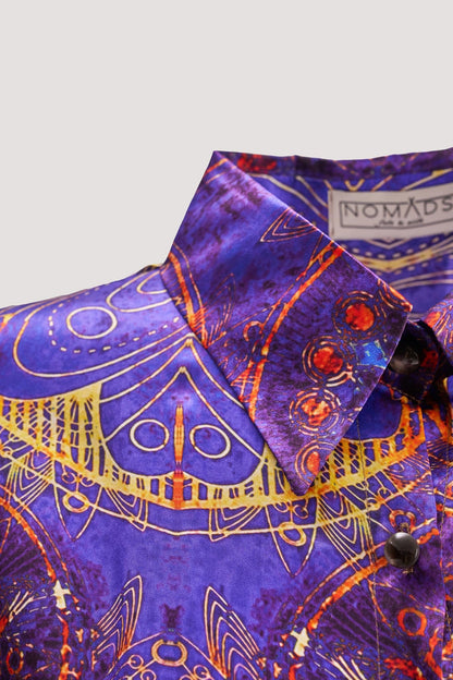 Mandala Desenli Mor Gömlek Elbise