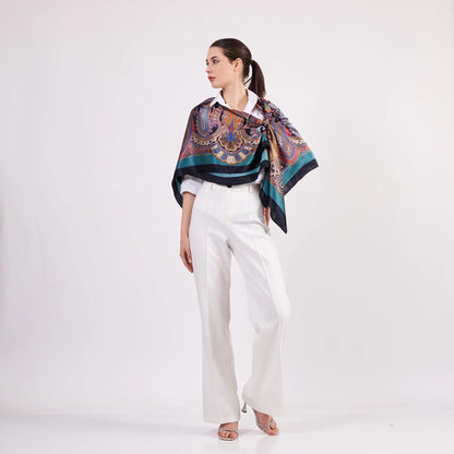 Saf İpek Şal | 140 cm | Etro Desen 6 | Nomads Felt