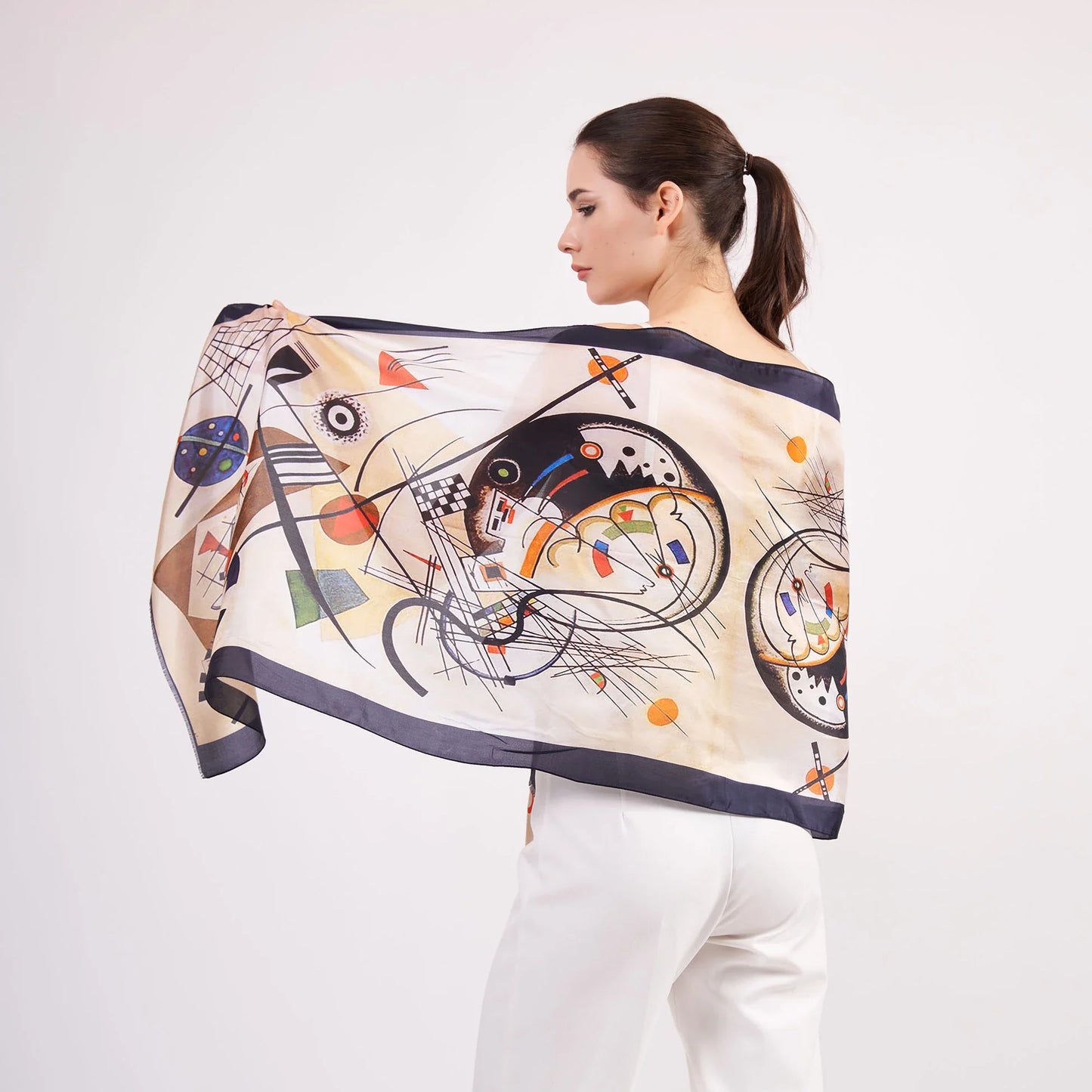 Vual İpek Fular | 55X180 cm | Kandinsky Transverse Line | Nomads Felt