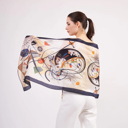 Vual İpek Fular | 55X180 cm | Kandinsky Transverse Line | Nomads Felt